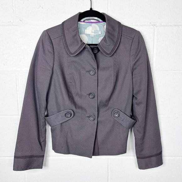 Boden Textured Blazer Womens 8 Gray Button Front Lined Jacket - Picture 1 of 5